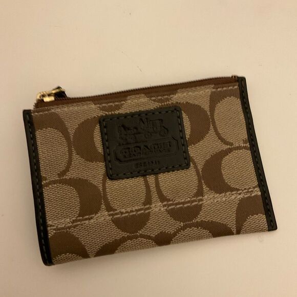 Coach Signature Mini Wallet ID Card Coin Case Key Ring 4.5" NWOT - Picture 1 of 5